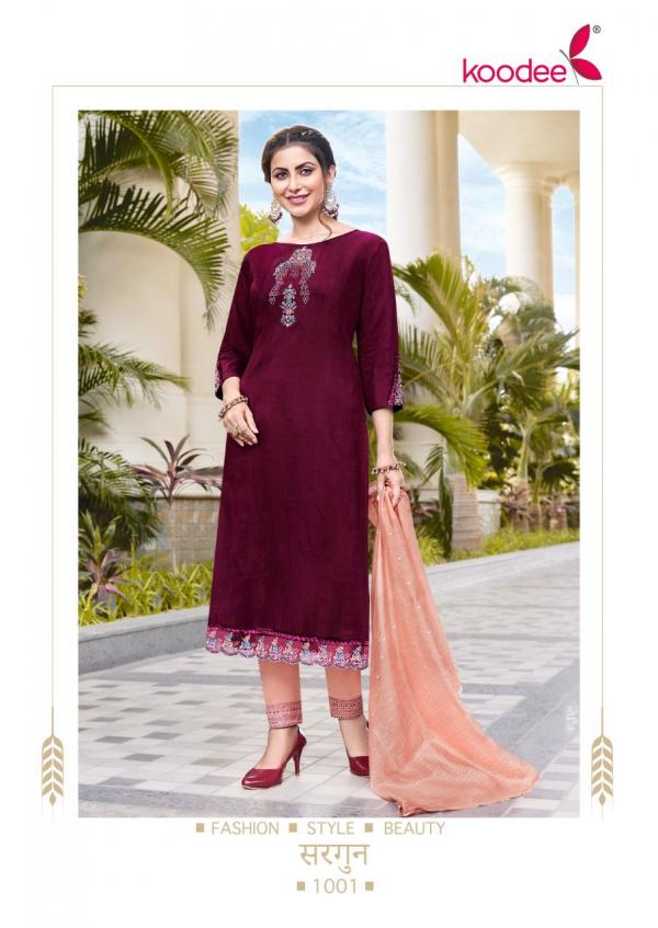 Koodee Sargun 1 Fancy Wear Viscose Kurti Pant With Dupatta Collection